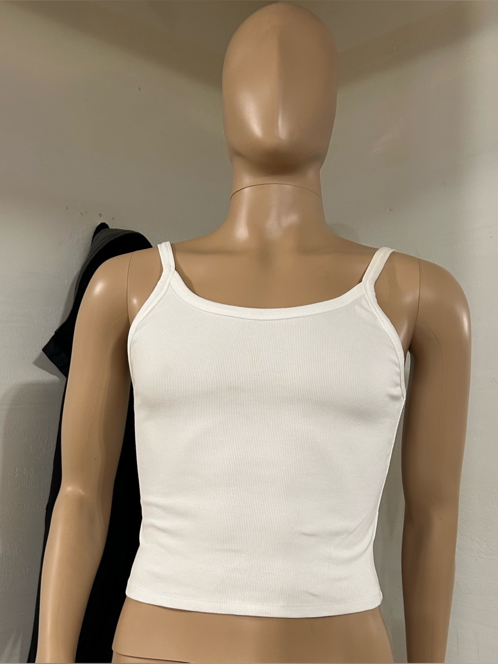 White Ribbed Cropped Tank Top